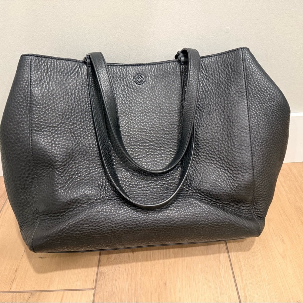 Dagne Dover Black Pebbled Leather Tote Bag